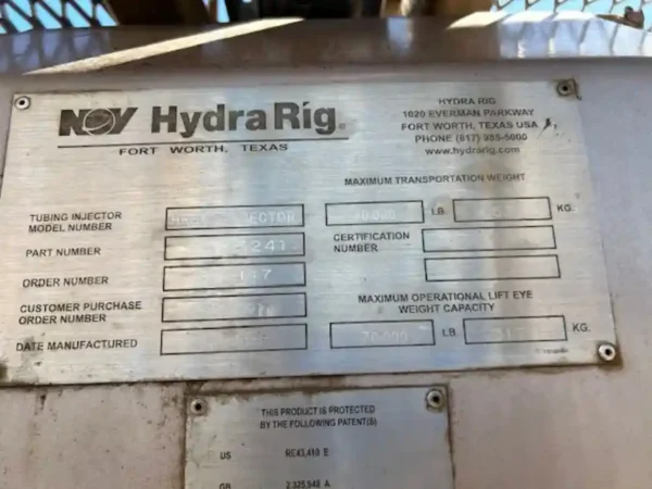 Hydrarig for sale, Coil Tubing Injector HR66, coiled tubing for sale