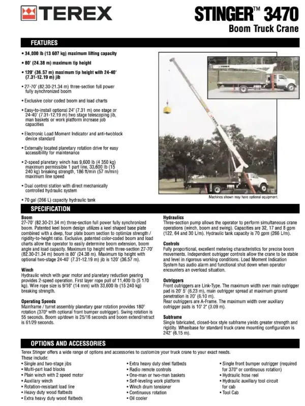 2006 International Terex BT3470 Crane